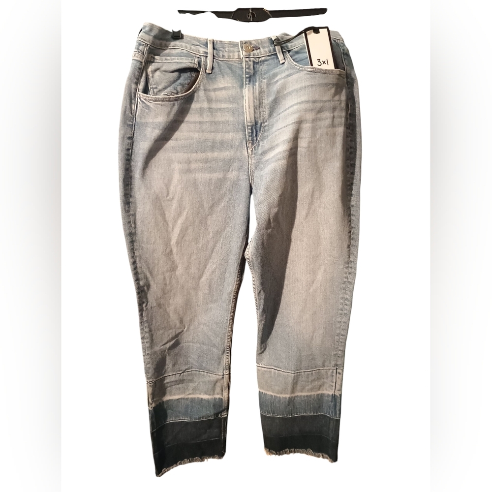 3X1 NYC Colorblock Shelter Raw Hem Straight Leg Jeans